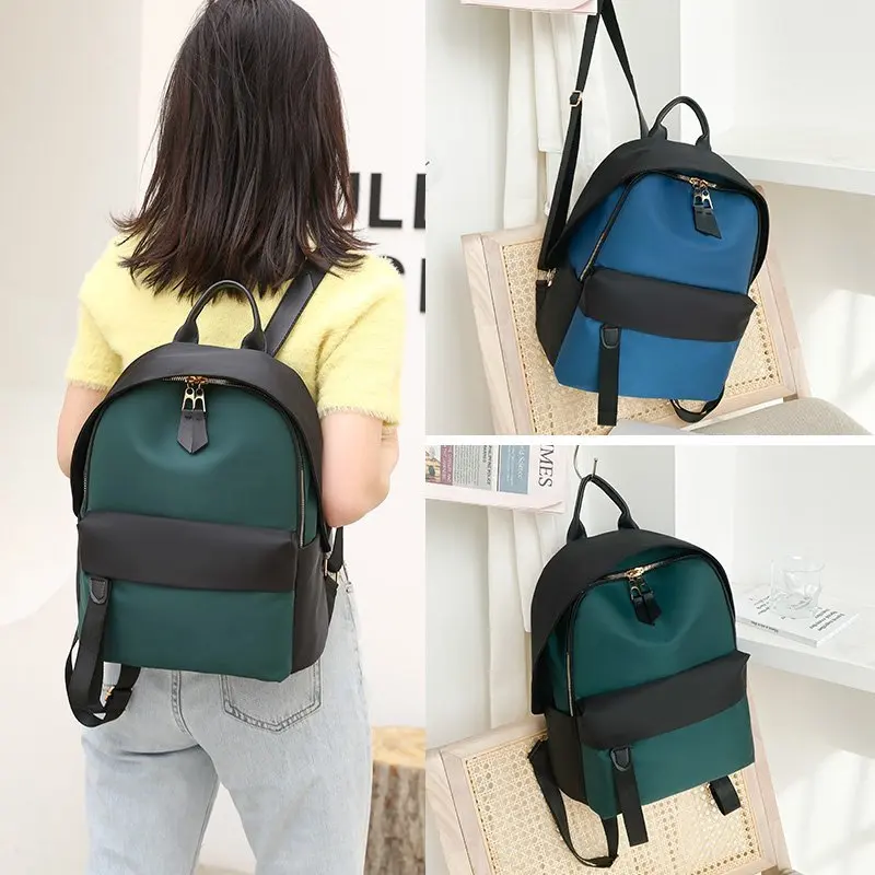 

2021 new splicing backpack female Oxford cloth backpack multifunctional large capacity youth school bag travel backpack