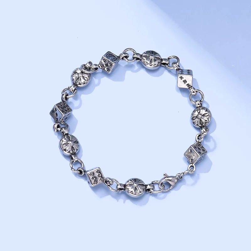 

2021 European and American new cross dice men's and women's bracelets Trendy Fashion Punk Hip Hop Bracelet Jewelry wholesale