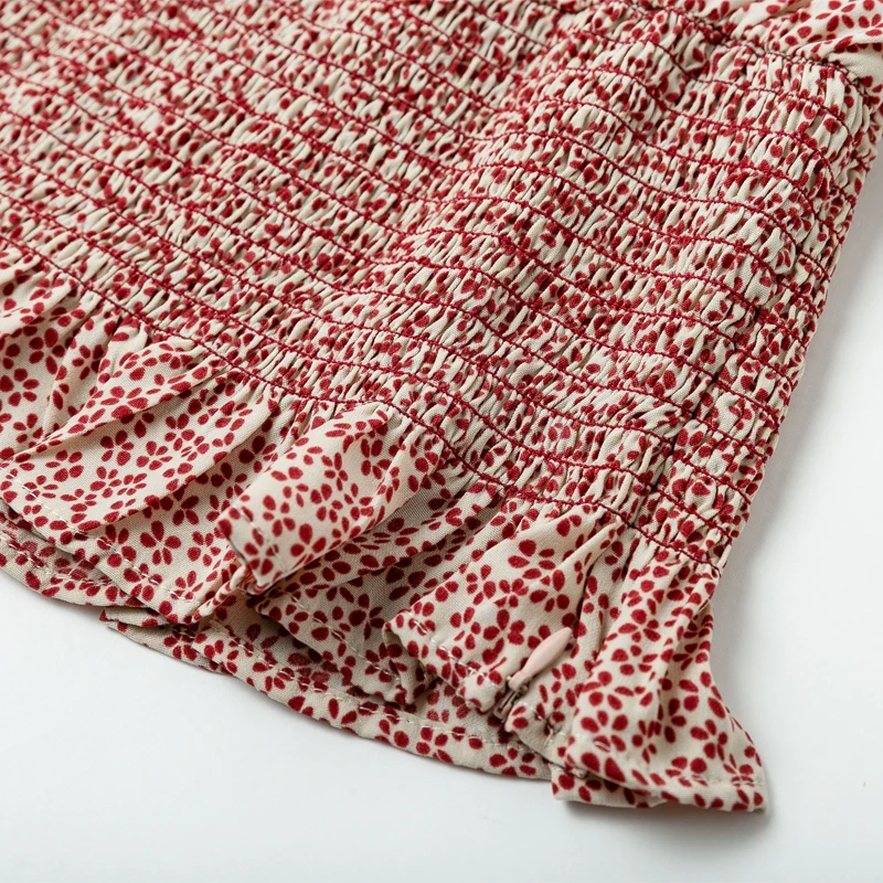 

Zoulv 2021 Spring Summer Fashion High-quality Women's Square Collar Shirt Casual Flower Print Elastic Band Waist Shirt