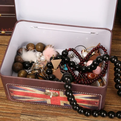 

British style jewelry storage box Iron for gift small iron craft for organizer Desket decorations packaging with lock
