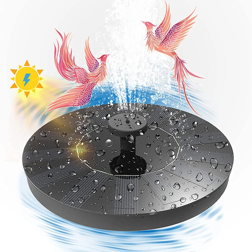 Solar Bird Bath Fountain Pump Bionic Water with 6 Nozzle Accessories 8 Different Types of Style Gardening Supplie | Дом и сад