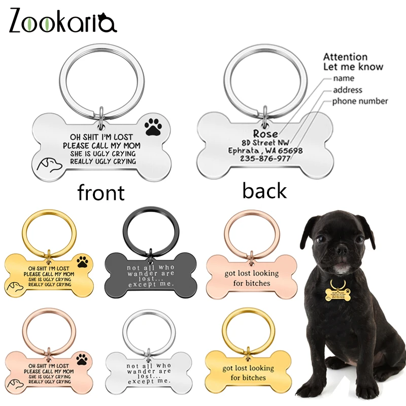 

Anti-lost Personalized Pet ID Tag Engraved Pet ID Name Tel for Cat Puppy Dog Collar Tag Bone Pet Accessories Custom Dog Tag