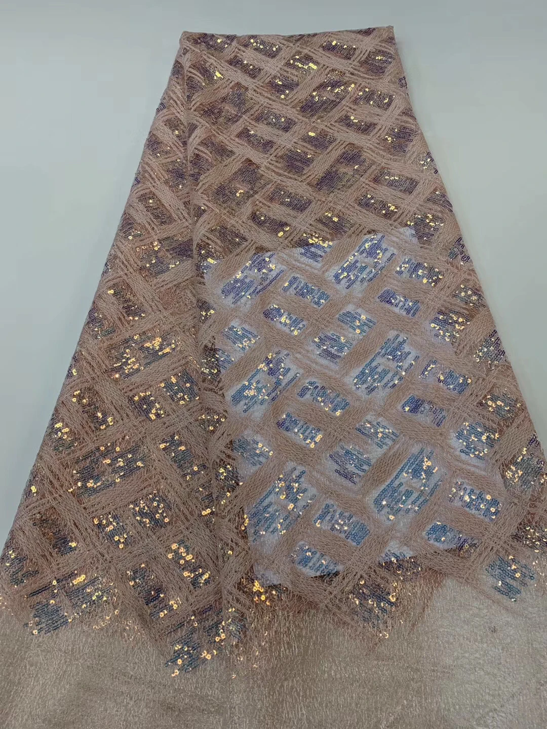

Nigerian sequin lace fabric African lace fabric 2020 high quality lace French mesh lace fabric wedding dress ZX37781