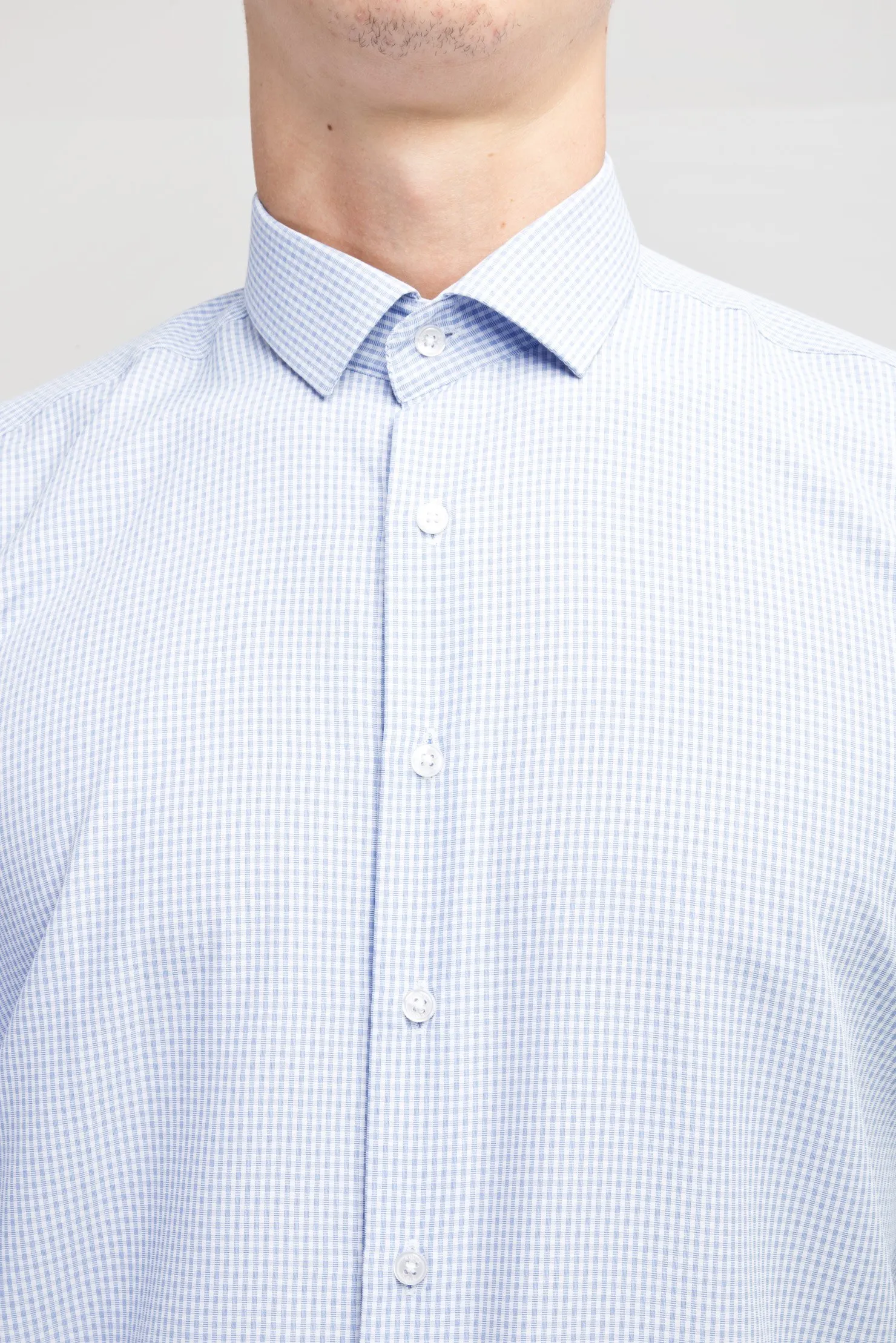 Kigili Shirts Menswear Navy Blue Long Sleeve Plaid Button Down Shirt High Quality Classic Fit Spread Collar Made in Turkey