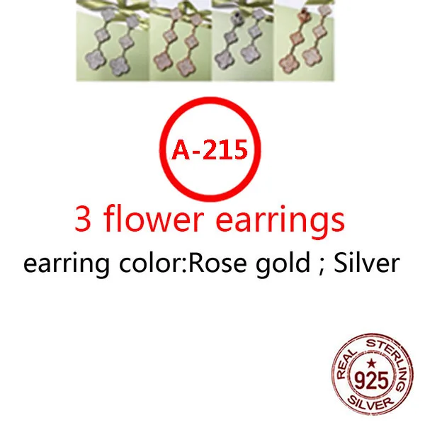 

A215 S925 sterling silver earrings simple personality fashion style hypoallergenic 3 flower four-leaf clover shape to send gift