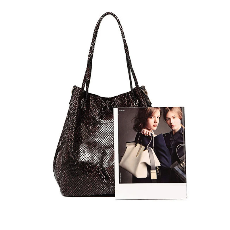 Сумка-тоут из натуральной кожи под змеиную кожу с узором | Багаж и сумки