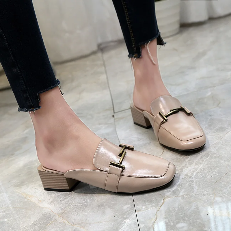 

latest ladies sexy comfortable baotou half slippers shoes and sandals women low heel shoes
