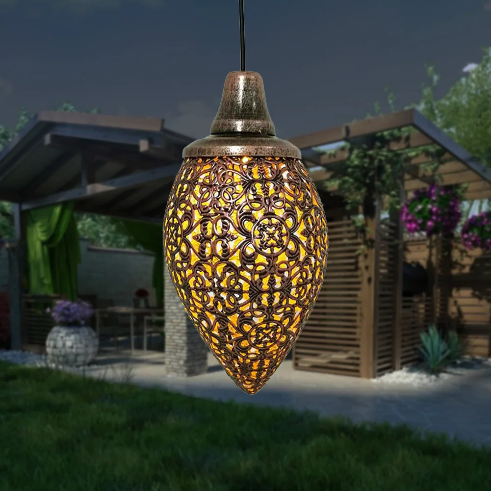 

Solar Metallic Hollow Projection Lamp Outdoor Hanging Light Garden Solar Powered Hanging Light Solar Light Decor