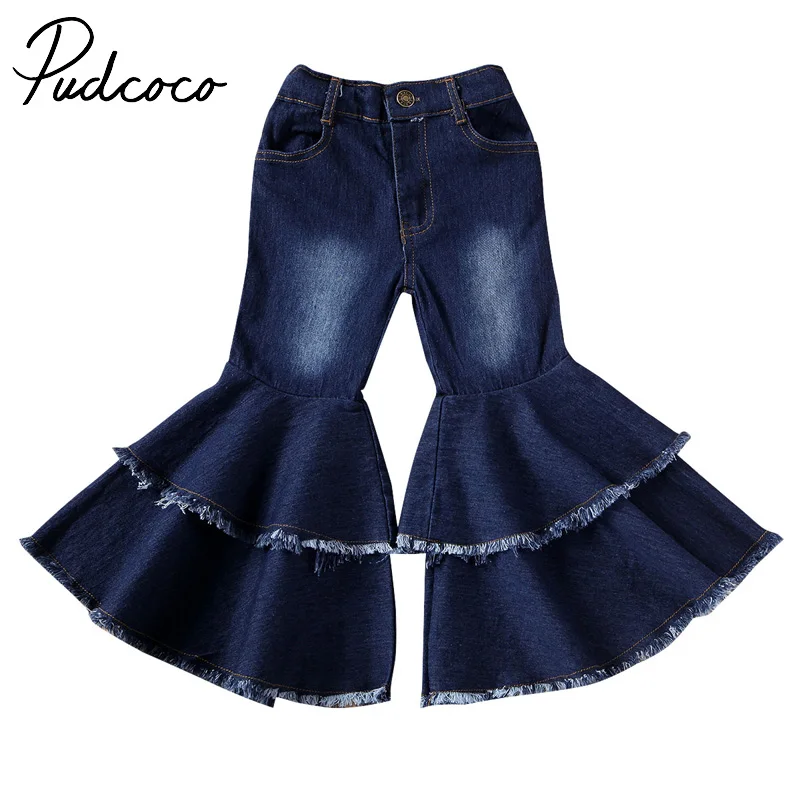 Pudcoco/детские брюки колокольчики для маленьких девочек Свободные джинсовые штаны