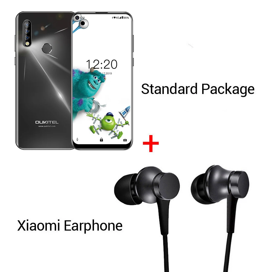 Black N Earphone OUKITEL C17 Pro 6,3" 19,5: 9 Android 9,0 мобильный телефон MTK6763 Восьмиядерный 4 Гб ОЗУ 64 Гб ПЗУ двойная задняя Тройная камера 4G LTE смартфон - Цвет: Black N Earphone