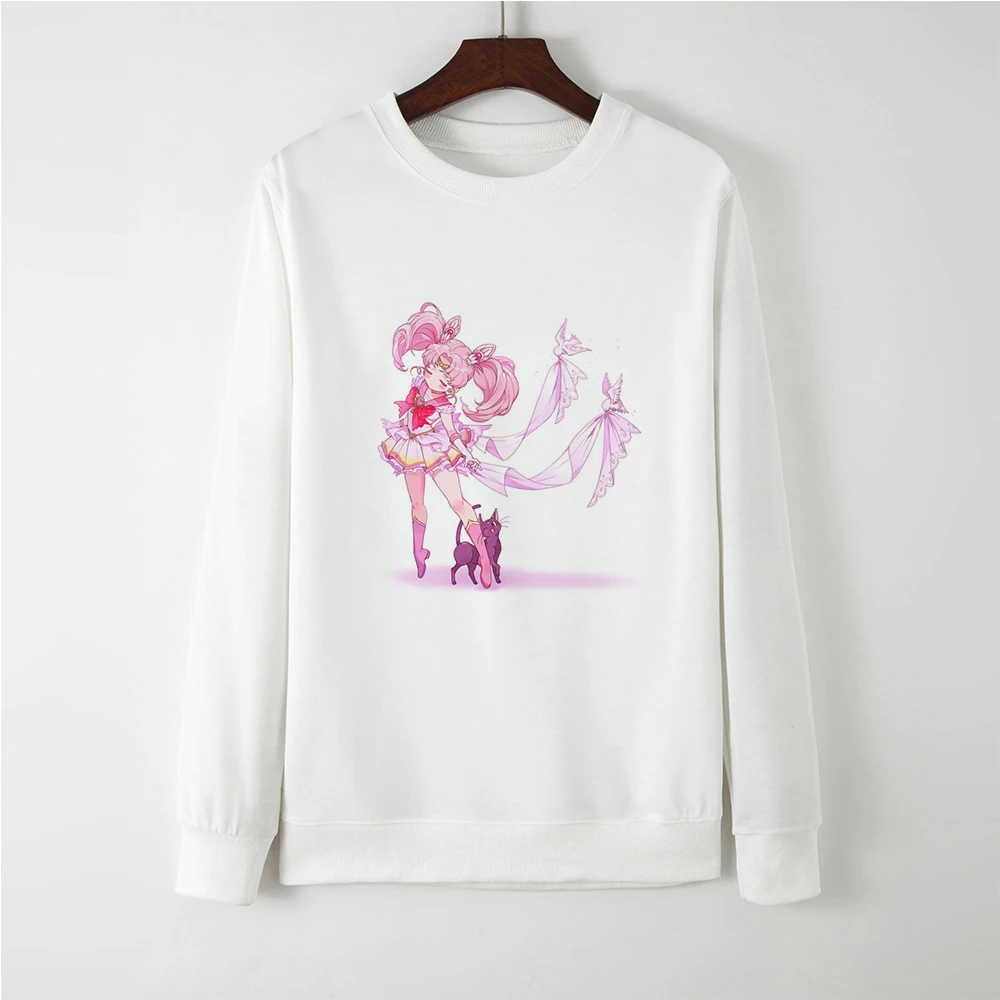 

Autumn Winter Sailor Moon I DON'T WANT TO STUDY Print Full Sleeve Casual Kawaii Oversized Hoodie Femme Pullovers Sweatshirt