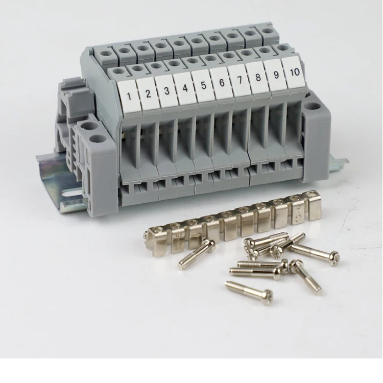 5/10/20 positions UK5N UK series DIN Rail Terminal block kit Screw Clamp strip combination wire connector set 4MM2 | Обустройство
