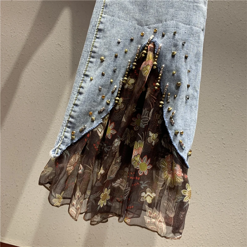 Женские расклешенные джинсы Новинка весна-осень 2020 облегающие укороченные брюки