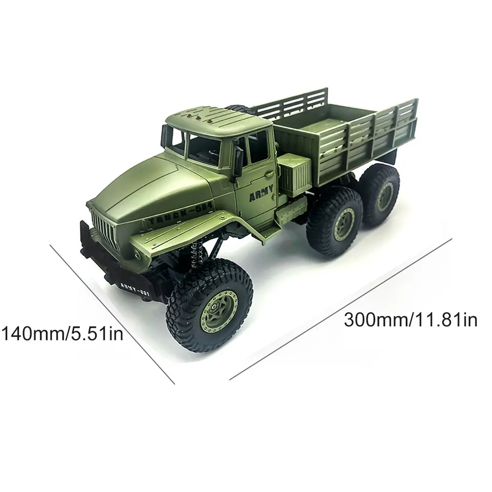 

1:16 High Speed RC Car Military Truck 2.4G Six-wheel Remote Control Off-road Climbing Vehicle Model Toy for Kids Birthday Gift