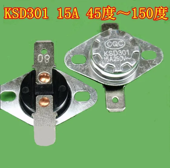 10 шт. 15A 250 в тепловой Переключатель Ksd301 100 градусов нормально закрытый