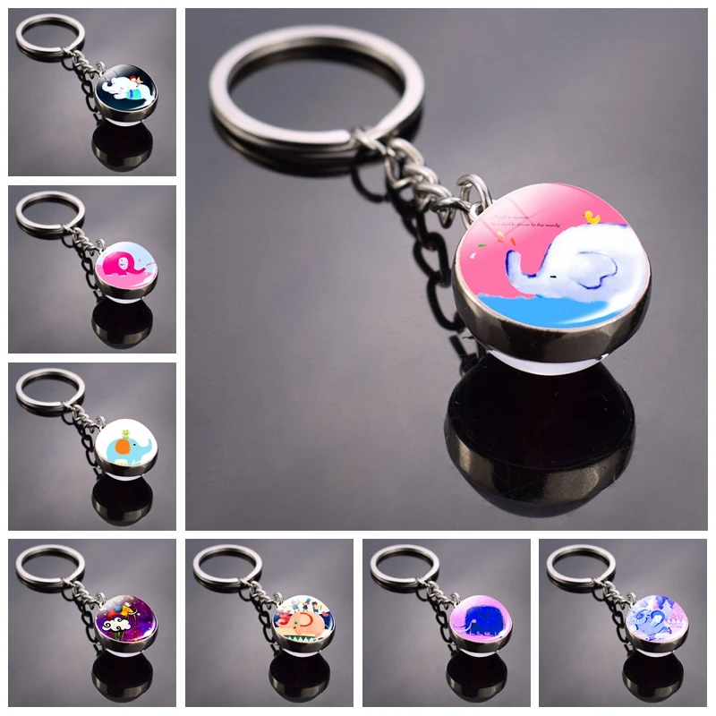 Мультяшный Слон брелок слон прекрасный рисунок стеклянный кабошон для ключей