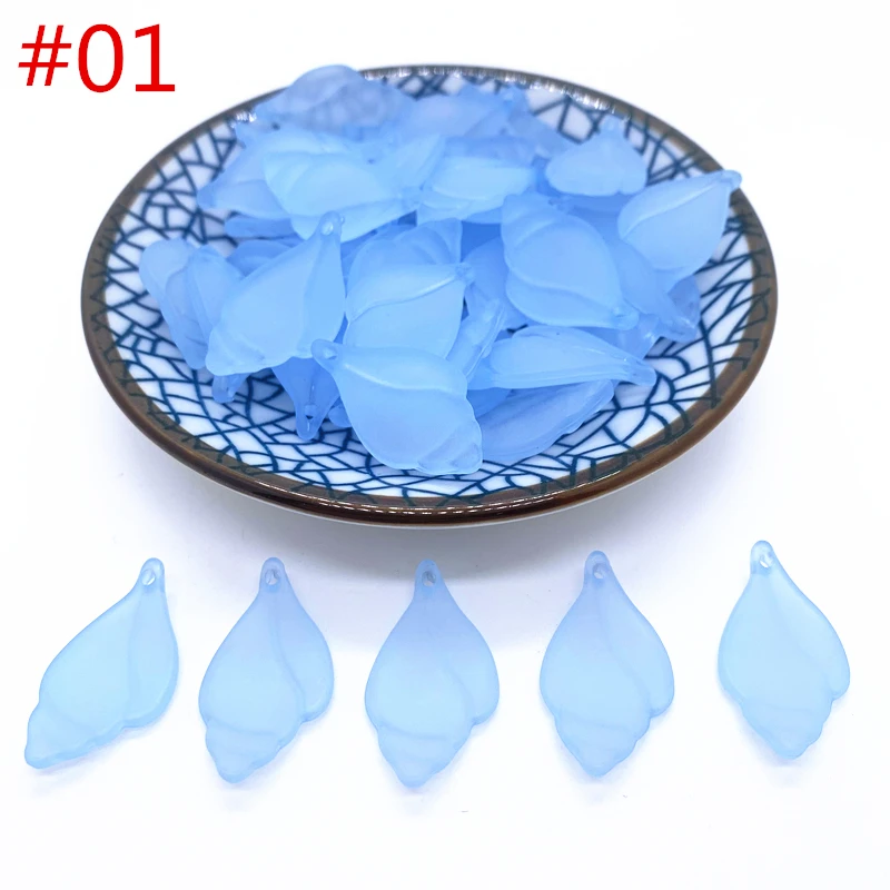 

New 23x16mm 20pcs Blue Feather Matte Acrylic Beads Beads Style for DIY Handmade Bracelet Jewelry Making Accessorie#01