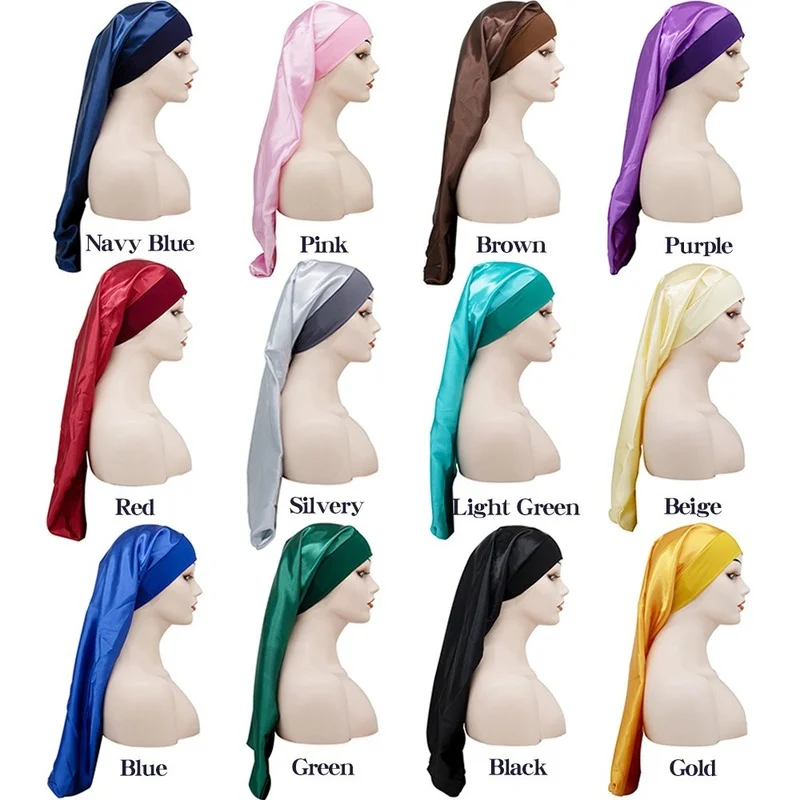 

Multifunction Fashion Ladies' Headscarf And Hat Pure Colored Nightcap Can Be Customized With Wide Brim Elastic Hair Bath Cap