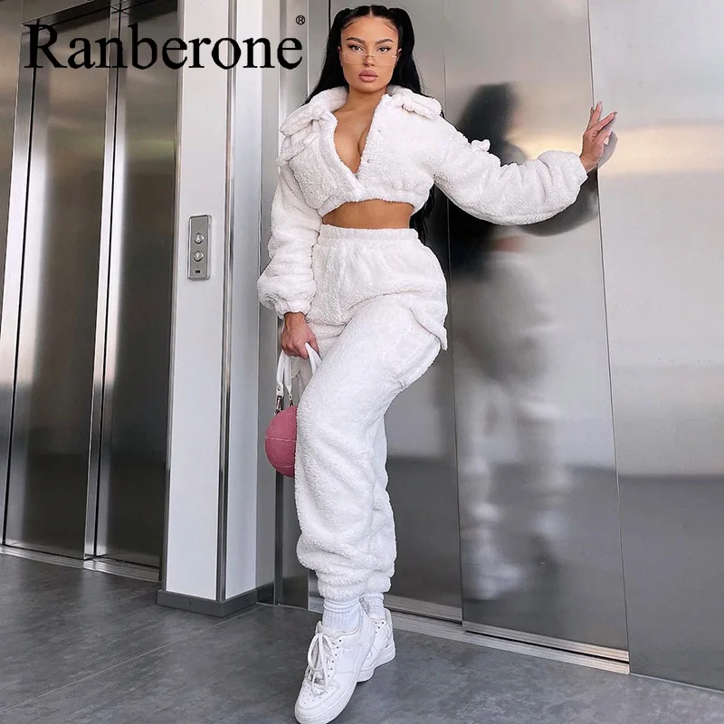 

Женская зимняя Фланелевая пижама Ranberone, флисовая Пижама, домашняя одежда, плотная Теплая Бархатная женская спортивная одежда кораллового цвета, Свитшот