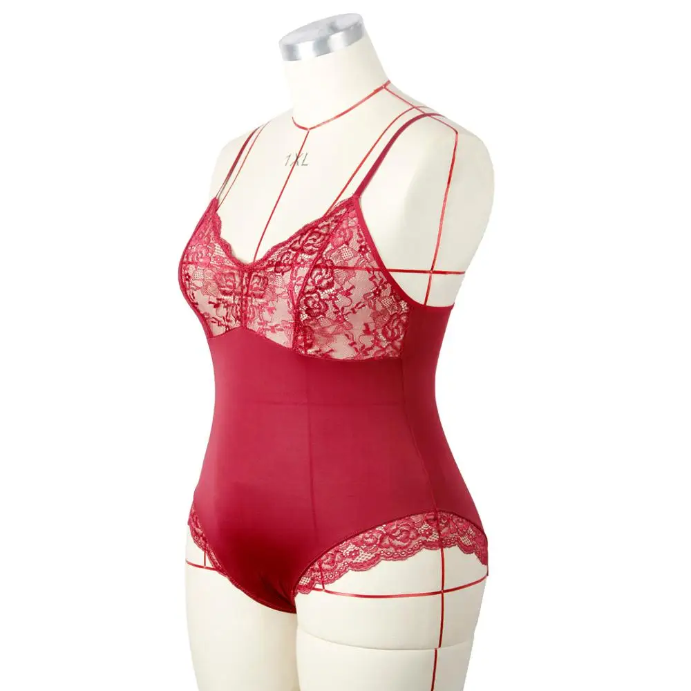 

Women Lingerie Lace Teddy One Piece Halter Mesh Bodysuit Babydoll