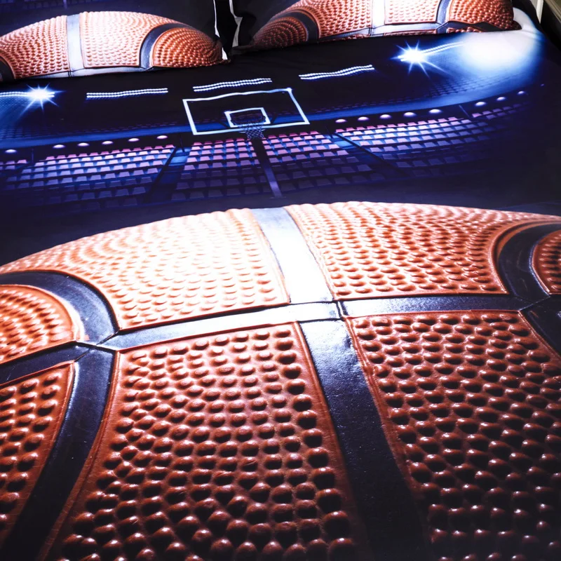 3D Print Fashion Bed Sheet With Pillowcase Single Double King Size 2/3 pcs Duvet Cover Set With Basketball Sport for boys adult