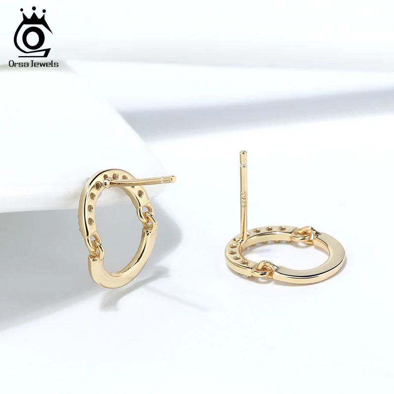 ORSA JEWELS кольцо AAA Циркон женский складной серьги гвоздики 925 серебро с последней O