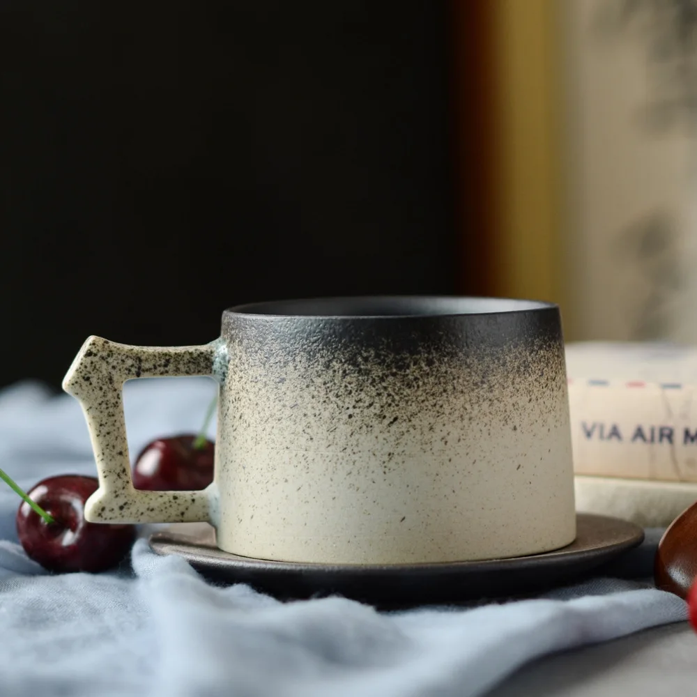 Cup and saucer 02 Керамическая кофейная чашка, набор, английский послеобеденный чай, кружка для кофе, парные чашки и блюдце, набор посуды для кофе, подарок для влюбленных, Прямая поставка - Цвет: Cup and saucer 02