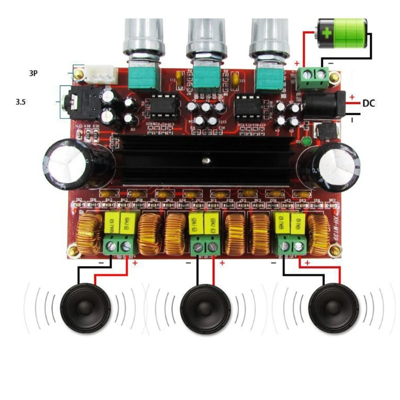 

TPA3116D2 Sound Power Amplifier Board 50W x2 +100W 2.1 Channel Digital Subwoofer Power Amplifier Board DC12V-24V