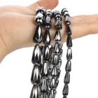 Граненые бусины в форме капель воды из черного гематита, бусины из натурального камня, бусины с отверстием для изготовления ювелирных изделий, браслетов, аксессуары сделай сам