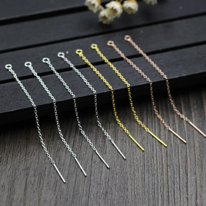 S925 Sterling Silver Long Tassel Chain Drop Sticker Dangle Drop Earrings Ear Line Chain for DIY Jewelry Making Accessories