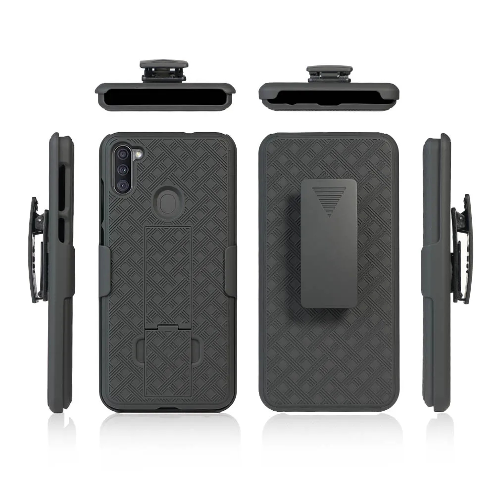 

Rugged Shockproof Kickstand TPU PC for Samsung A11 Cell Phone Case shell holster combo belt clip mobile case