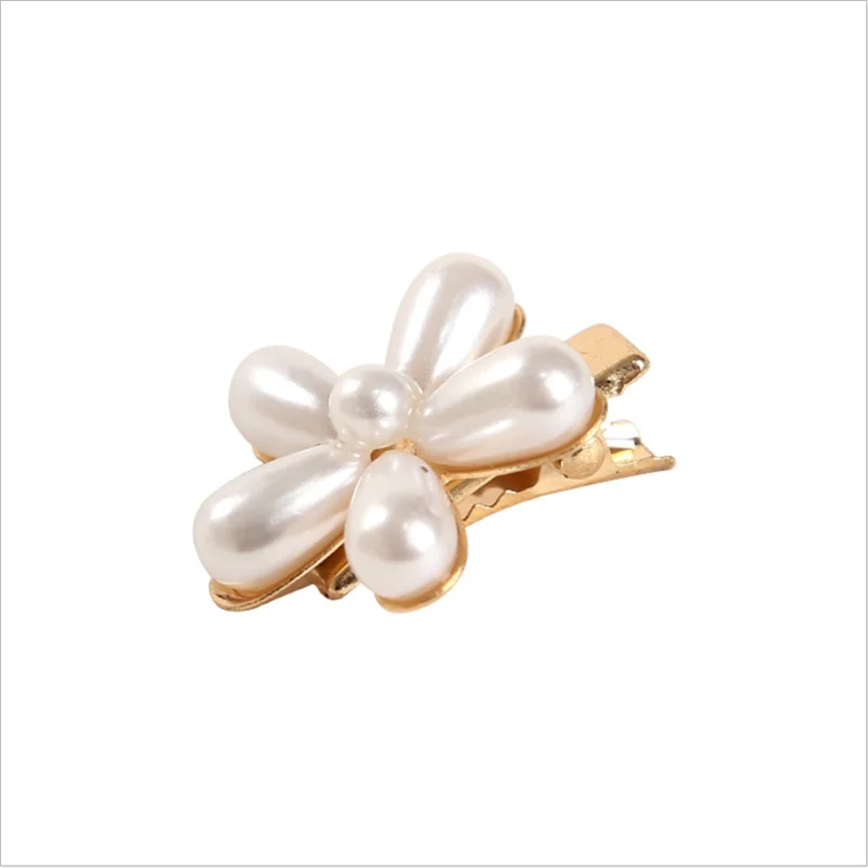 

1PCS Pearl HairClip Top Clip Bangs Back Head HairClip Five Petal FlowerSmall Catch ClipFemale Headdress TopSmall Hairpin