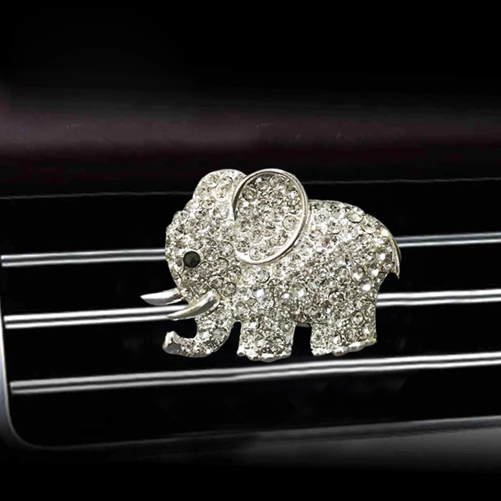 Высококачественный алмазный кристалл в виде слона автомобильный зажим для духов