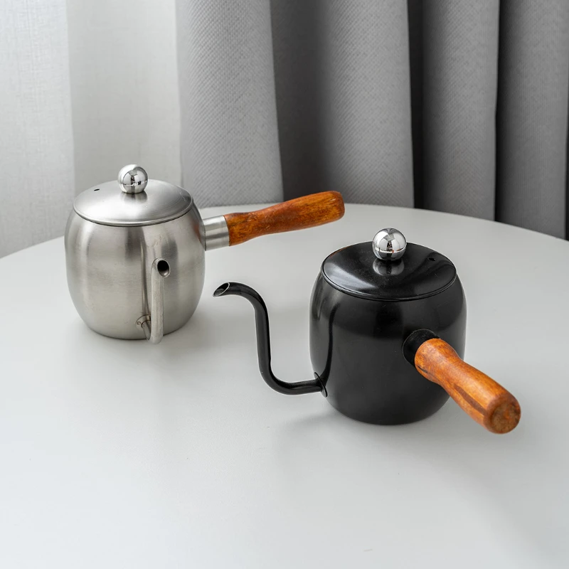 

Coffee-pot with Hanging Ears, Hand Brewing Pot, Thin Mouth Pot, Wood Handle, Stainless Steel Sharing Pot, Coffee Pot