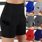 Женские облегающие леггинсы с высокой талией и эффектом пуш-ап для велоспорта + короткие брюки для бега и фитнеса с карманом для телефона