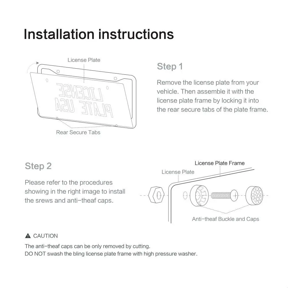 Рамка для номерного знака 2 шт. в упаковке ручная работа водонепроницаемые Стразы