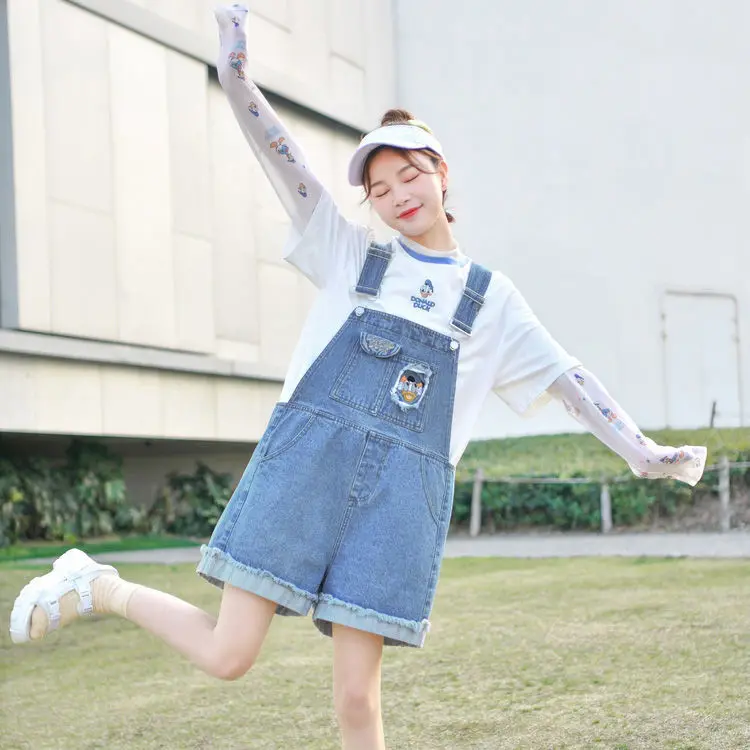 

Ambroidered Fashion Streetwear Denim Overalls Women Summer Pockets Ripped Mom Jeans Jumpsuit Loose Big Size Straps Baggy Pants