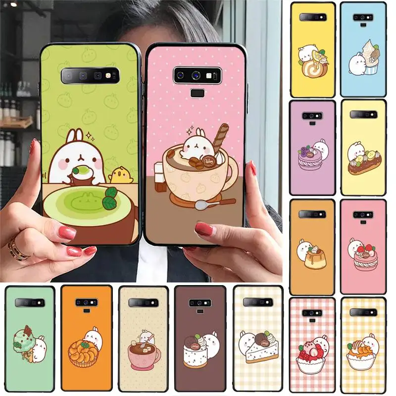 

kawaii Tea with Molang Cupcake Phone Case For Samsung Galaxy S20 S10 Plus S10E S5 S6 S7edge S8 S9 S9Plus S10lite 2020