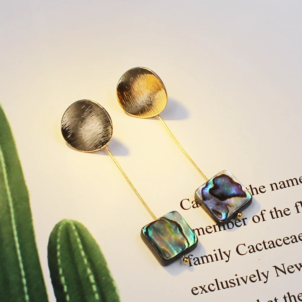 Женские корейские длинные висячие серьги из натуральной новозеландской морской