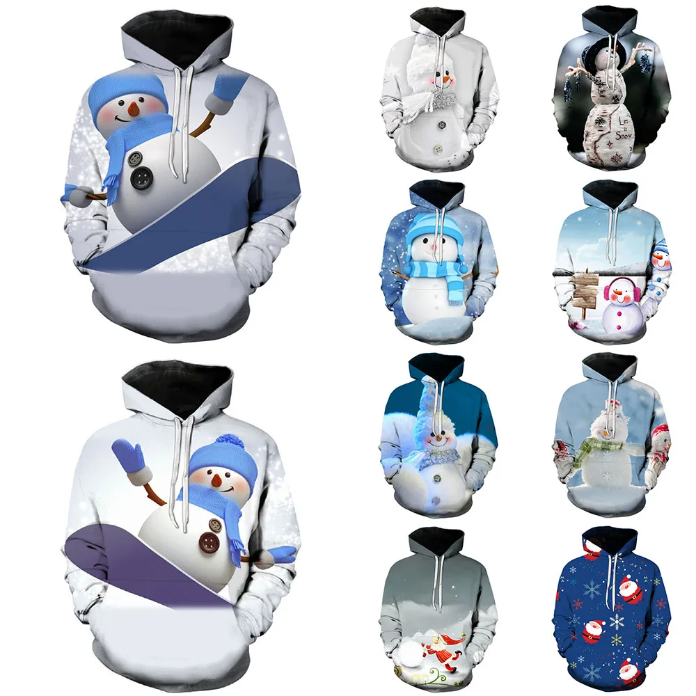 

New Men Clothing Fashion Sweatshirt Women Blouse Christmas Tree Printing Cartoon Crew Neck Tops Spring Autumn Slim