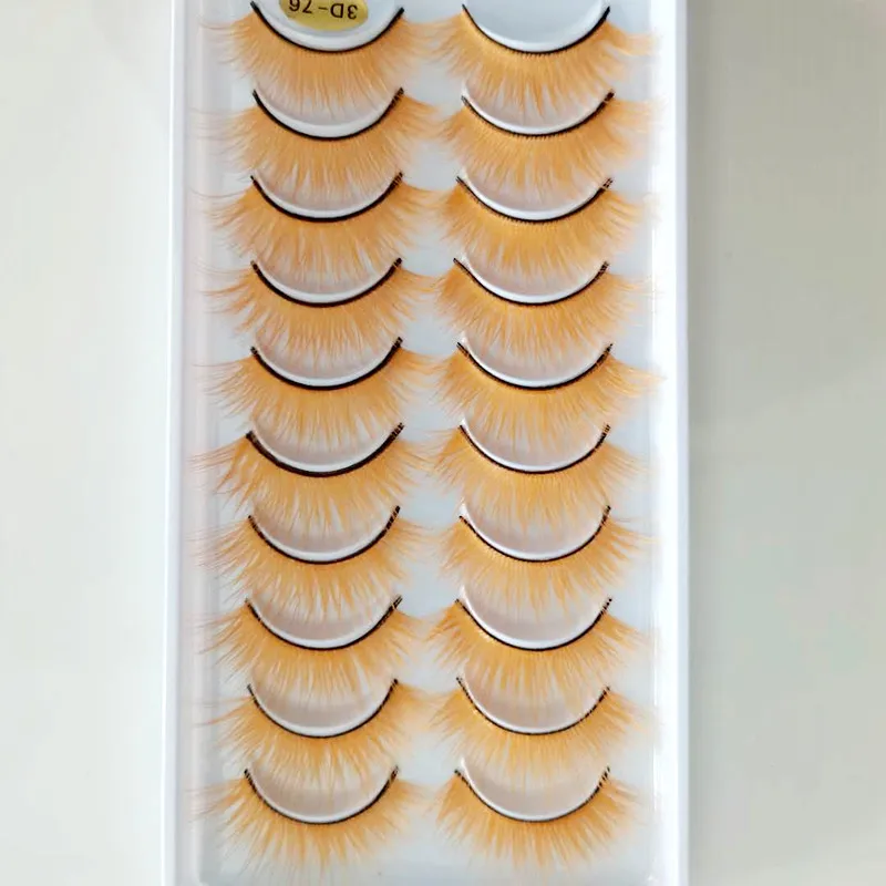Натуральные накладные ресницы желтого цвета 10 пар искусственные норковые