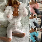 Блузка женская кружевная, с открытыми плечами и оборками, 2019, 2019