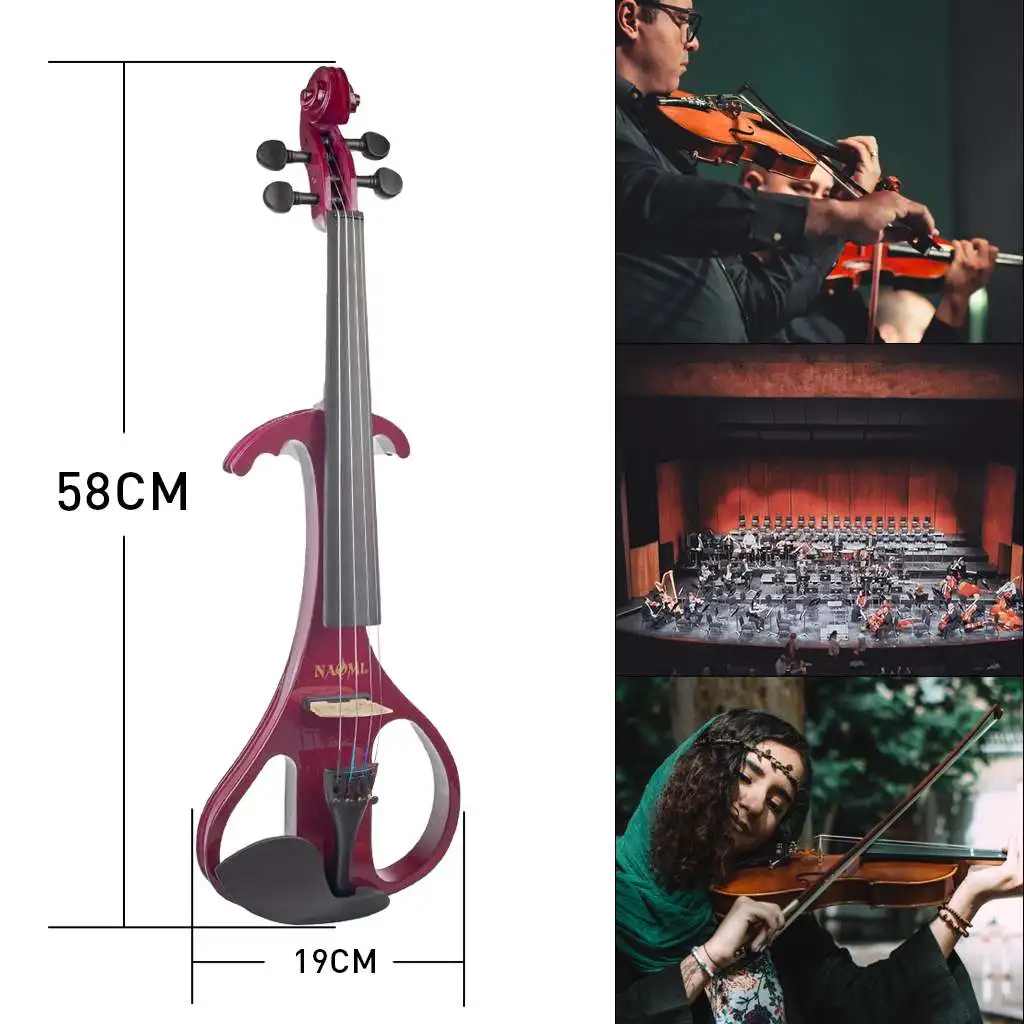 

NAOMI Electrical Violin Electronic Violin 4/4 Electric Violin Fiddle Maple Body Fingerboard Pegs Musical Instruments with Case