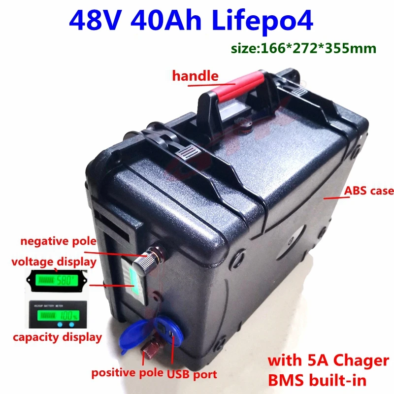 Аккумуляторная батарея lifepo4 48 в 40 ач с bms 16S для туристических автобусов