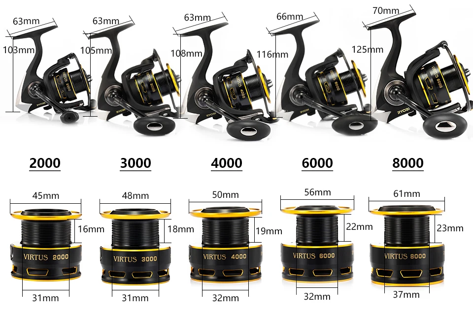 RYOBI VIRTUS катушки для спиннинга 2000/3000/4000/6000/8000 4+ 1 BB 5,0: 1/5. 1:1 2,5-7,5 кг Мощность Япония катушка carretilha