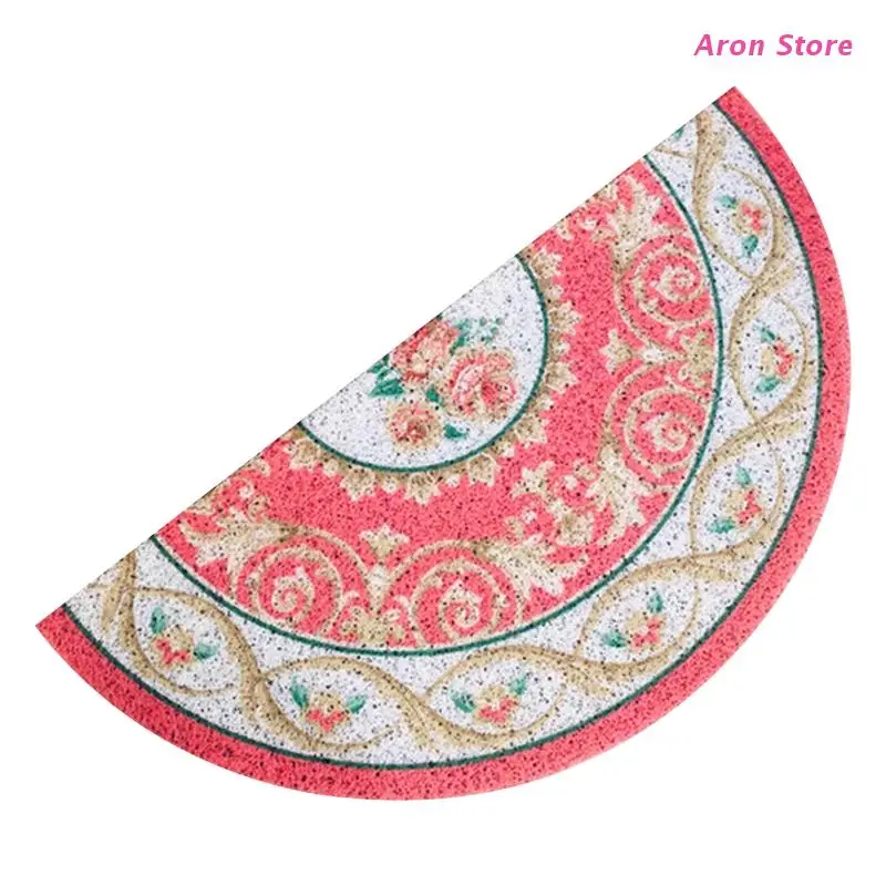 

Semi-Circle Doormat, Anti Slip Marble Pattern Half Moon PVC Floor Mat,30X60cm