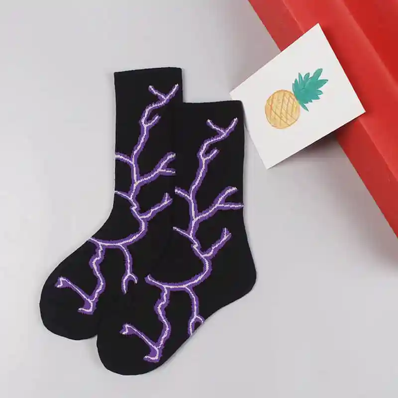 

Ins Harajuku Style Purple Lightning Stockings Men High-top Basketball Socks Tide Sports Skateboard Cotton Socks Socks Women