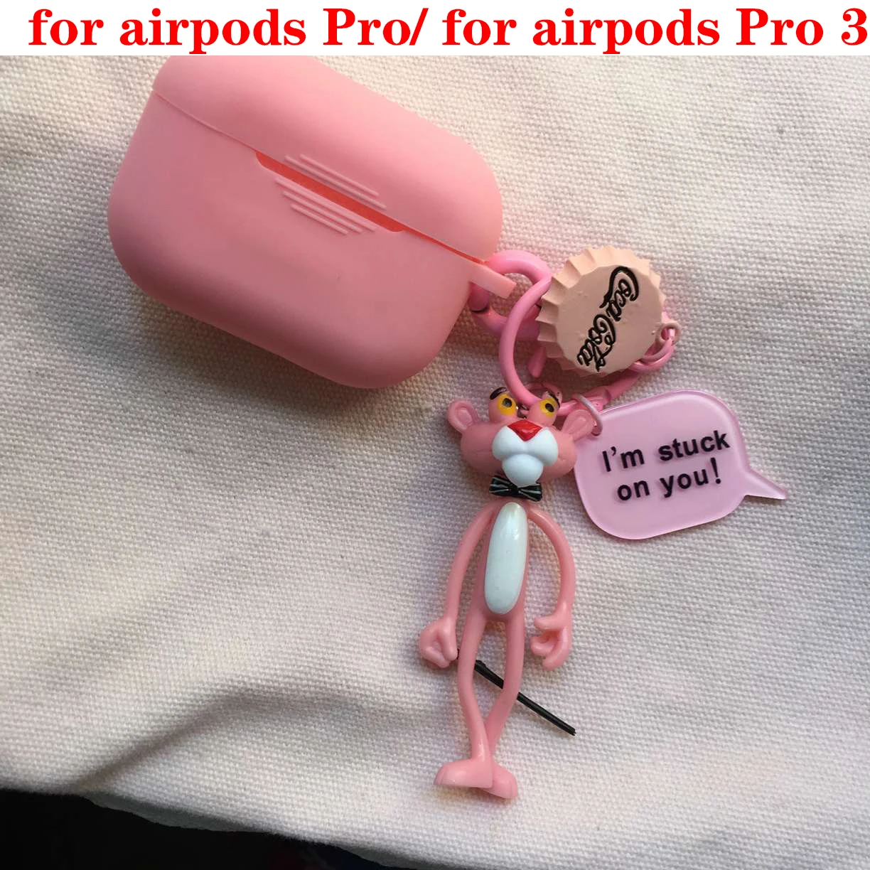 For airpods pro For AirPods 1/2 Case For Air pods Pro luxury Keychain Cartoon Accessories Silicone Case Wireless Earphone Cover case fundas - Цвет: For airpods pro