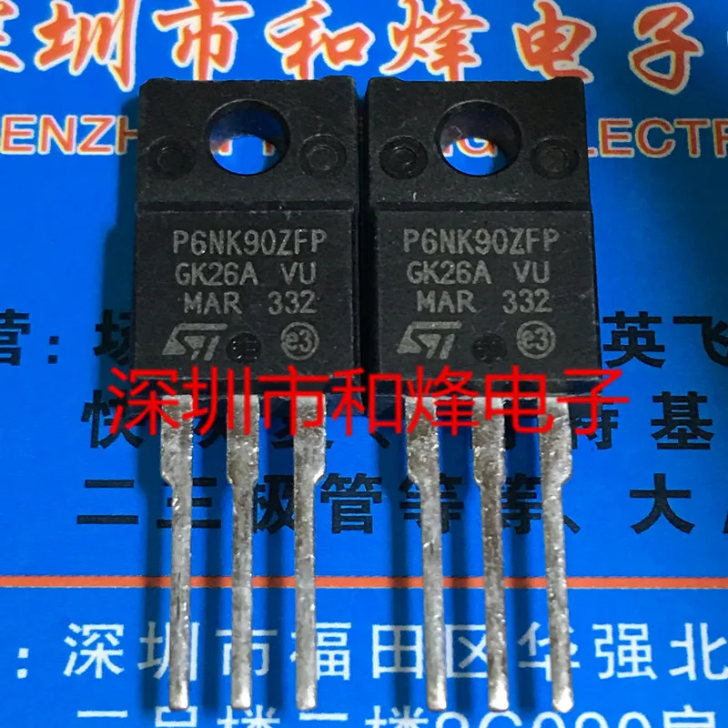 

6pcs/lot STP6NK90ZFP P6NK90ZFP TO-220F 900V 5.8A In Stock