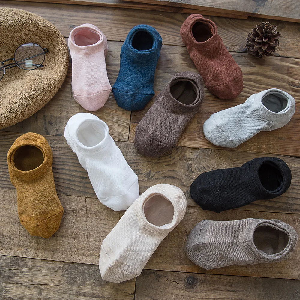 5 Pair Women Bamboo Fiber Invisible Socks Breathable Silicone non-slip Short Socks Mesh Casual  Summer Thin Ankle socks Sokken